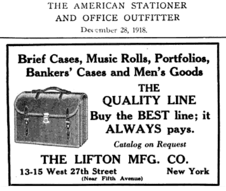 Vintage advertisement for The Lifton Mfg. Co. office supplies in 1918.