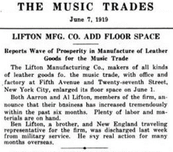 Historical newspaper clipping about Lipton Manufacturing Co. from 1919.