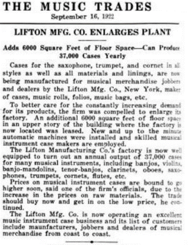Newspaper clipping about Lifton Mfg. Co.'s plant expansion.
