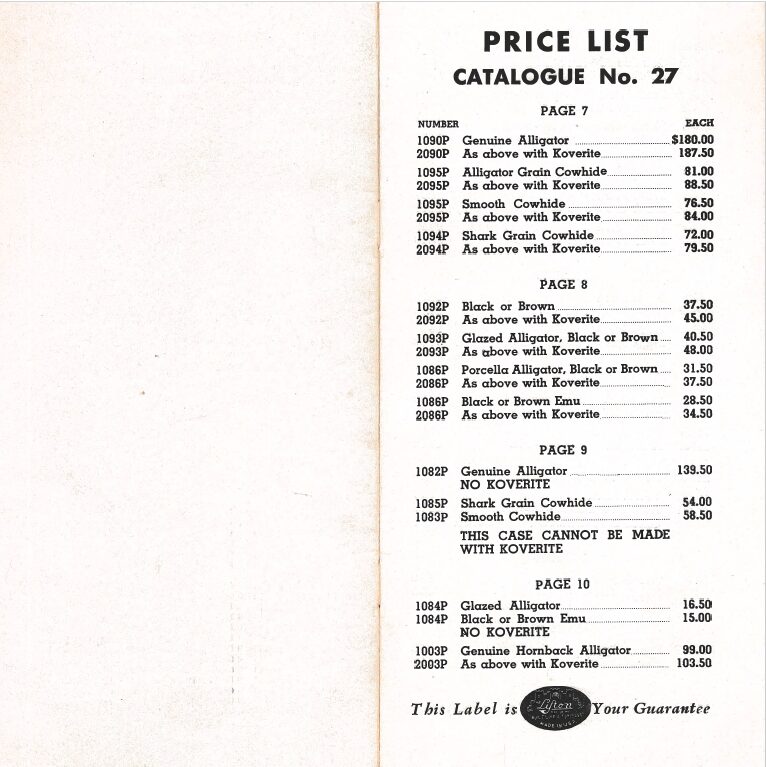 Lifton Price List Pages 1-2