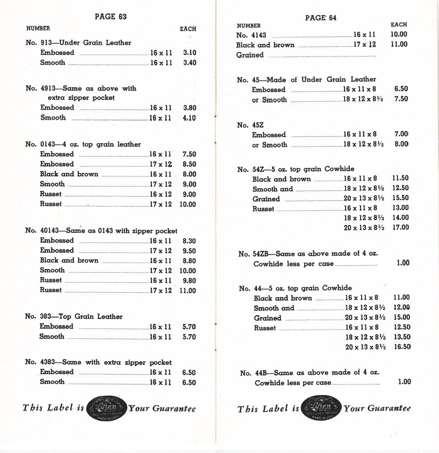 Lifton Price List Pages 15-16