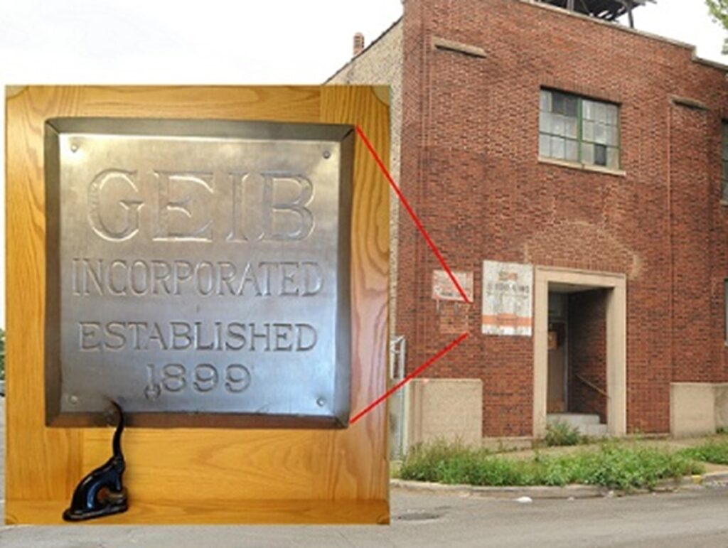 The Geib plaque (and corporate seal) from the old factory, courtesy of Jeff Geib